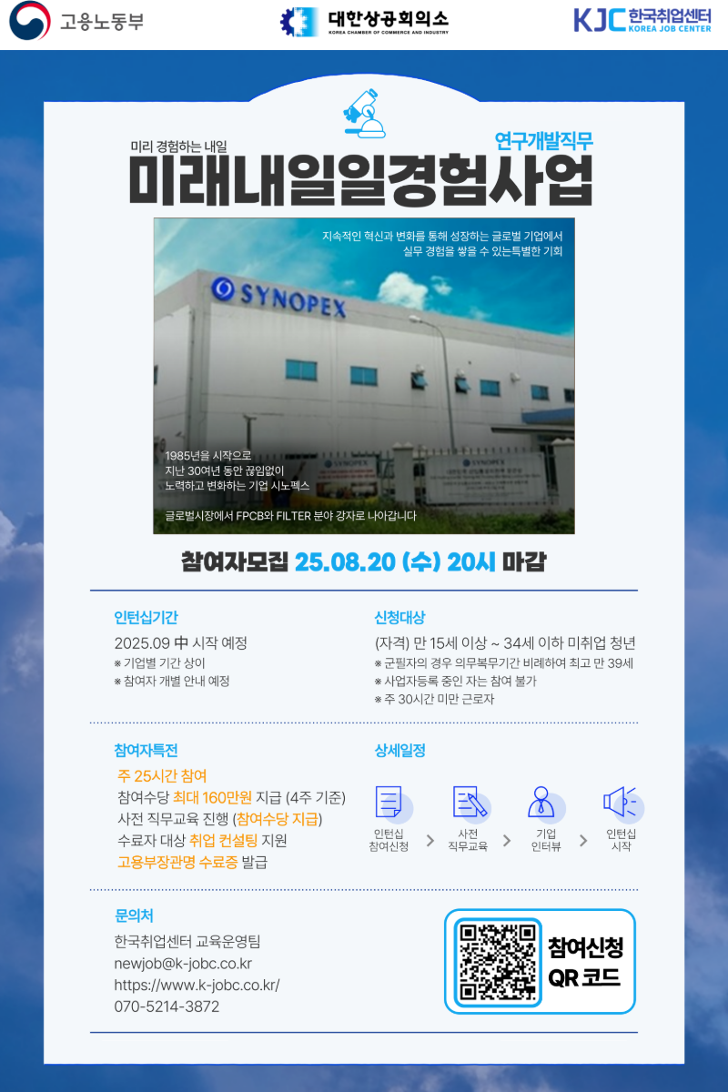 2025 미래내일 일경험 인턴형 프로그램 R&D 직무 참여 청년 모집